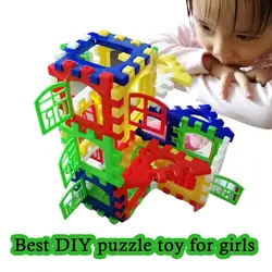 Пластиковые игрушки для девочек DIY House Mininature развивающие Обучающие блоки формы модели строительные блоки Развивающие игрушки