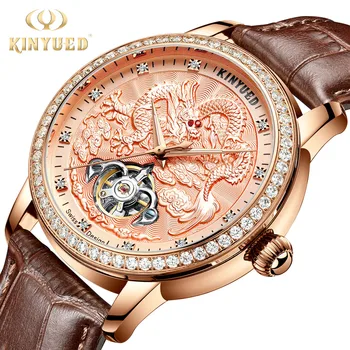 

KINYUED Fashion Automatic Mechanical Watch Men Waterproof Luminous Dragon Design Watches Mens Sport Tourbillon Clock Male 2019