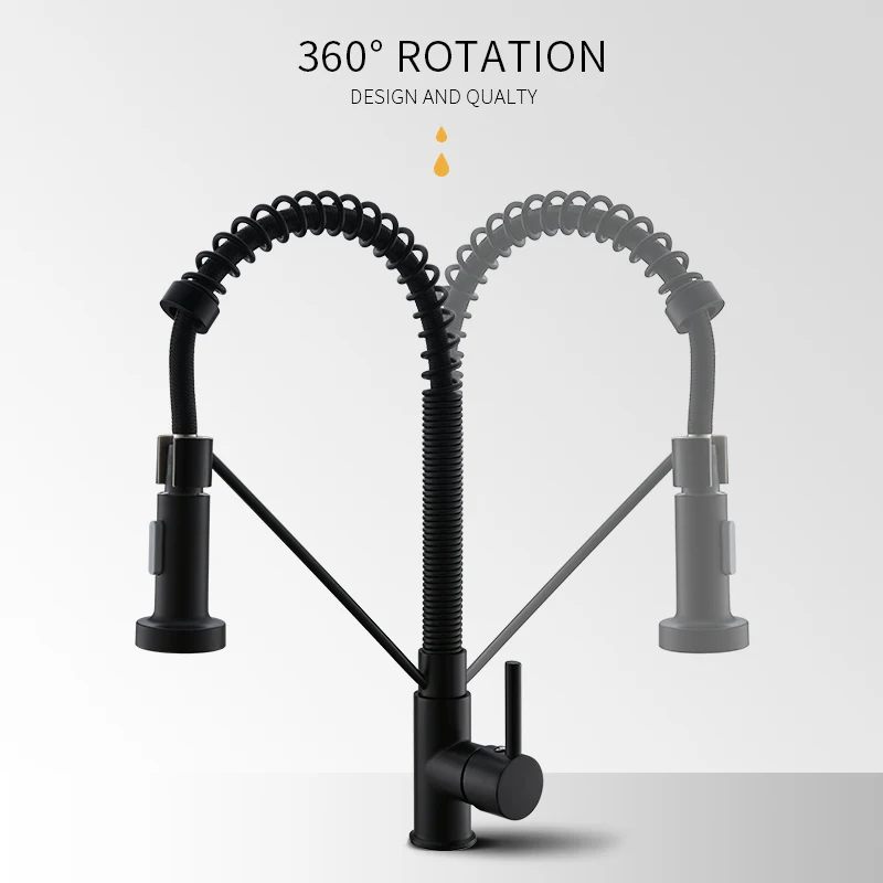 FLG Kitchen Faucet Dual Function Single Handle Pull-Down Sprayhead Black Brushed Nikcle Kitchen Sink Bar Sink Mixer Tap1009-33B