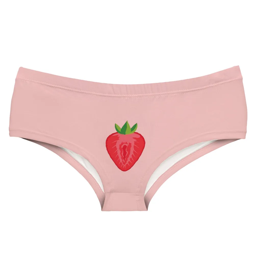 Leimolis Power Strawberry Funny Print Sexy Hot Panties Female Kawaii Lovely Underwear Push Up 