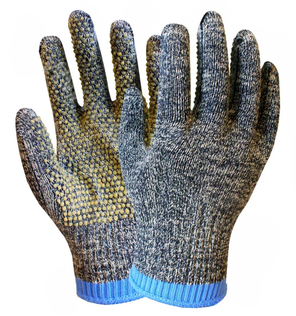 Anti Slip Aramid Fiber Working Glove 10 Guage Camouflage HPPE PVC Dots