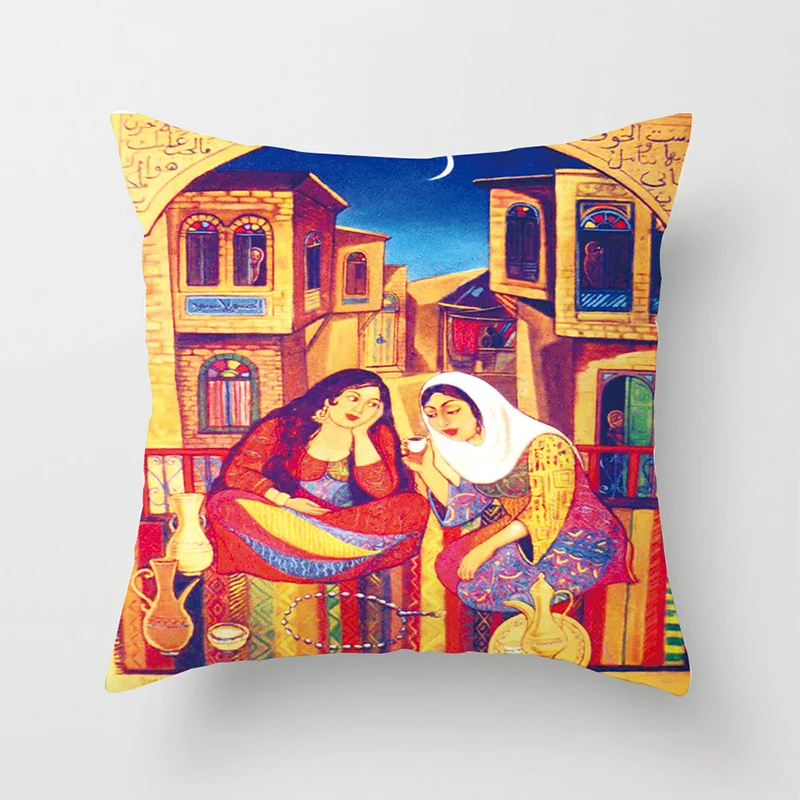 Square Cushion Cover Home Decor Sleeping Sofa Middle Eastern