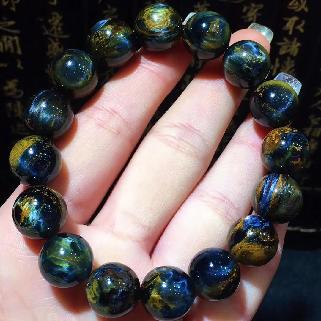 

13mm Natural 100% Namibia Pietersite Blue Yellow Beads Gemstone Round Bead Bracelets Man Women AAAAA Drop Shipping