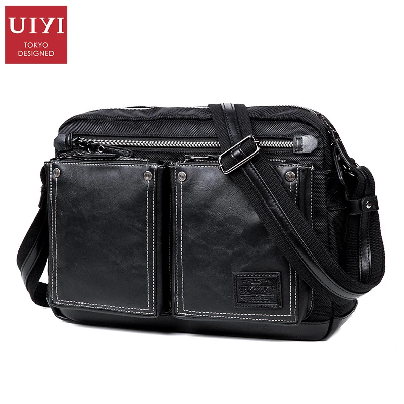 UIYI Leather Crossbody Bags men Black Casual Messenger Bag Small Chest Brand Designer Male men's Shoulder Bag for Men Bags uiyi pu leather men chest bag waterproof chest pack men s handbags shoulder bags casual male bag crossbody