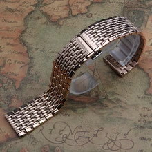 Кварц тонкий Ремешок Из Нержавеющей СТАЛИ Часы браслет strap18mm 20 мм 22 мм бабочки пряжки красивые кварцевые часы