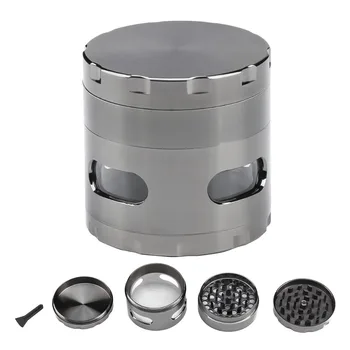 

55mm 4-layer Zinc Alloy Hand Crank Herb Mill Crusher Tobacco Smoke Grinder triturating tobacc
