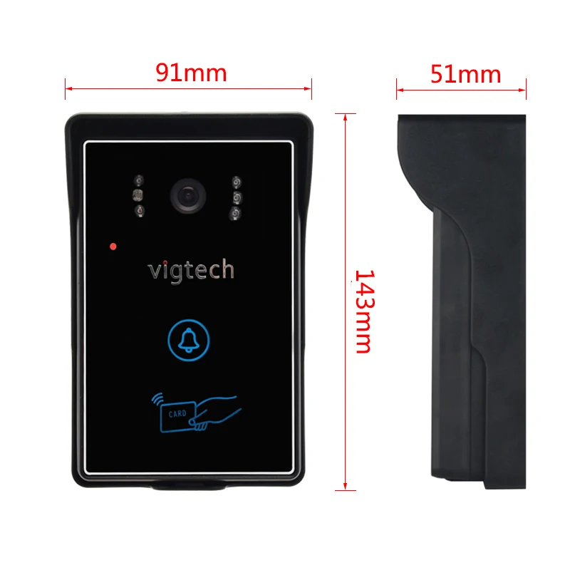 Vigtech дома 7 ''ЖК-дисплей телефон видео домофон Системы комплект 700TVL RFID Водонепроницаемый ИК ночного видения Камера Бесплатная доставка