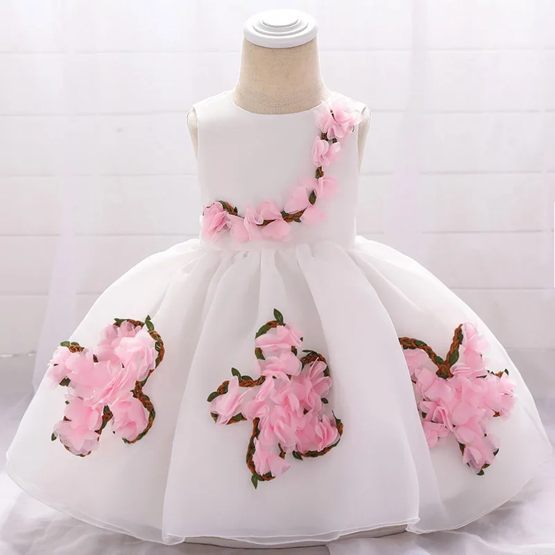 

Newborn clothes Baby girl dress flower princess dress 1 year birthday party baptism clothes girl infant baby girl tutu clothing