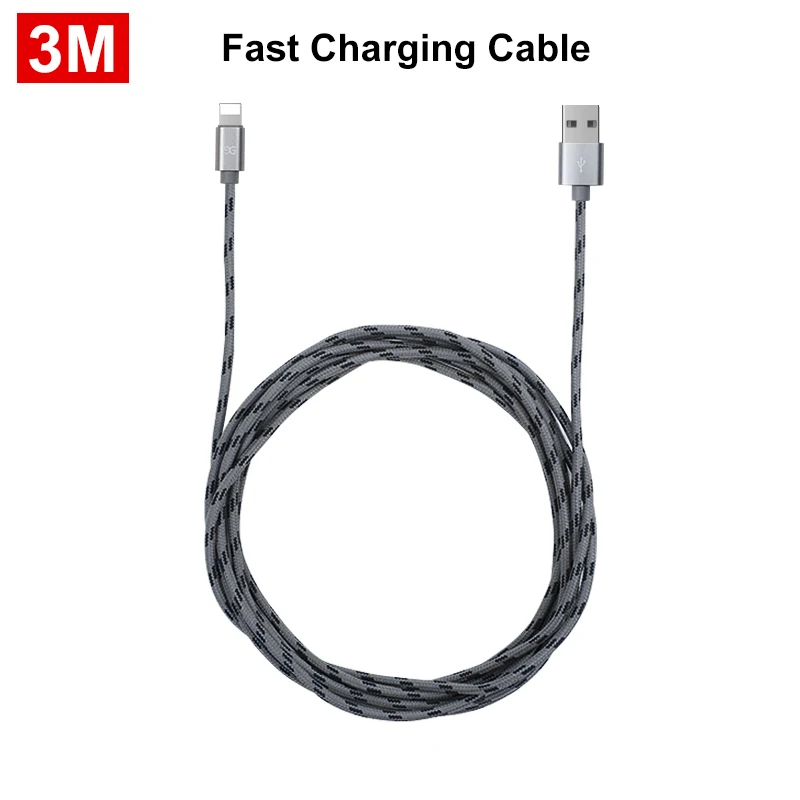 3 м USB кабель для iPhone Xs Max Xr X 8 7 6 Plus 6s 5 s Plus быстрое зарядное устройство для Lightning Кабель 2.1A кабели для зарядки для iPad