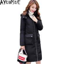 Ayunsue Для женщин зимняя верхняя одежда 90% Белое пуховое пальто Толстовки Длинные Женская мода Подпушка куртка Женская парка Зимняя одежда для малышек st581