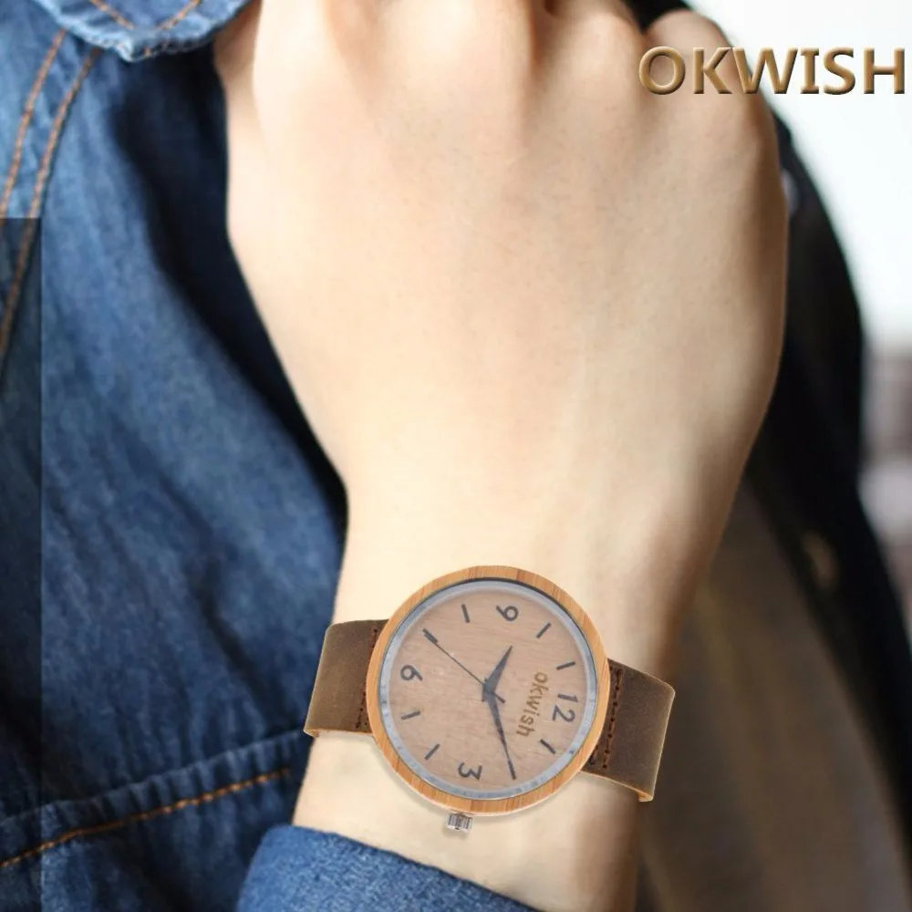 

Fashion Female Watch Women Montre Femme Ladies Vintage Leather Wood Grain Analog Quartz-watch hour clock