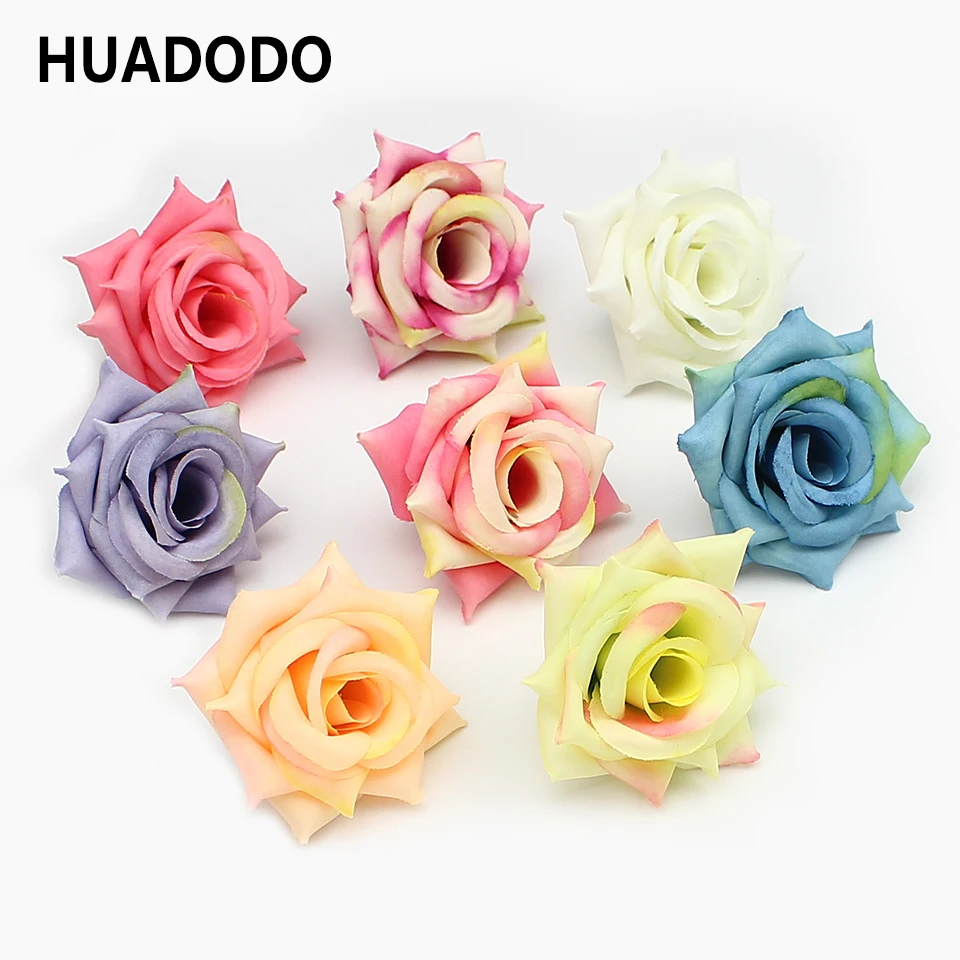 

HUADODO 10pcs 5cm Artificial Rose flower heads silk Flowers For Home DIY Wedding Decoration Fake Flowers