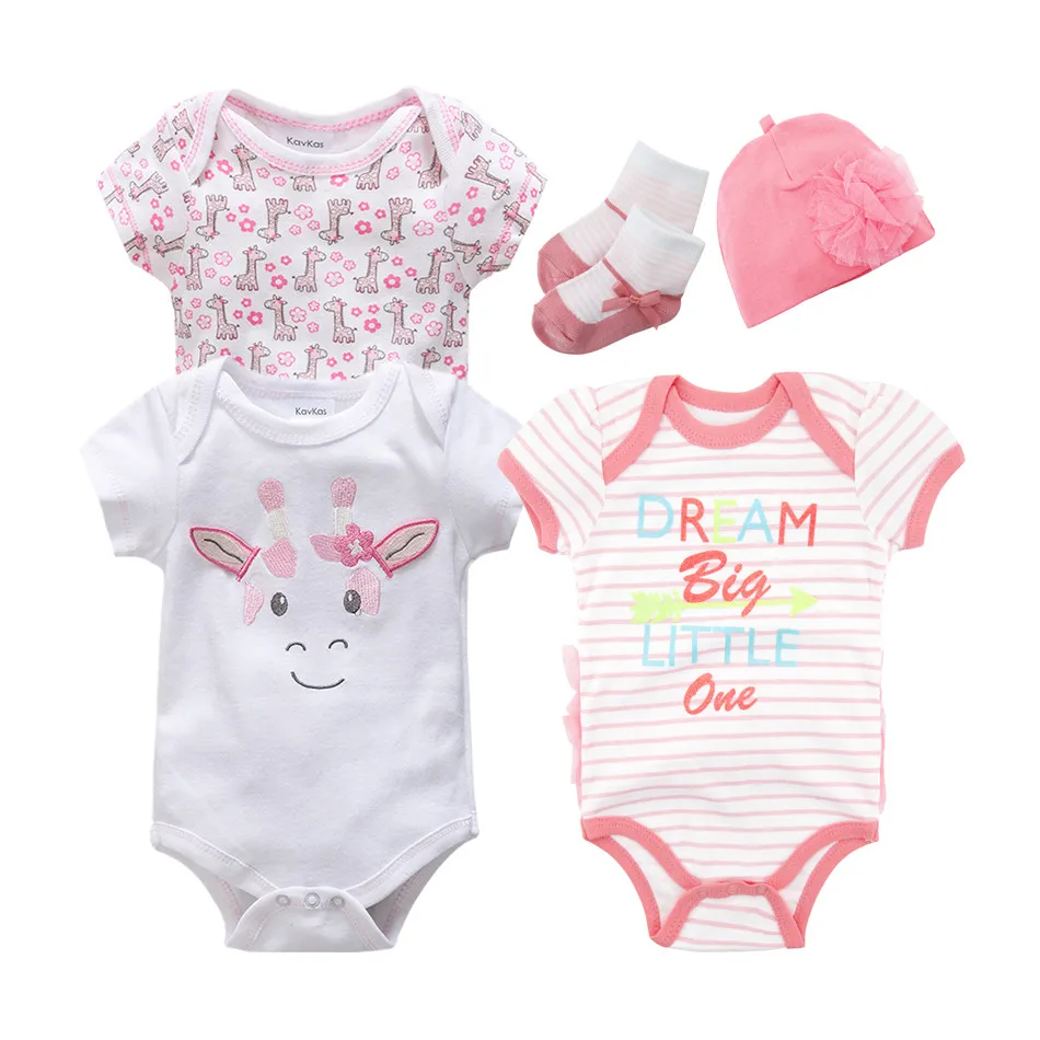 Kavkas Cartoon Print Baby Girl Boy Clothes Set Short Sleeve Summer Infant Dress Suit Embroidery Toddler Bodysuit Sets|Комплекты