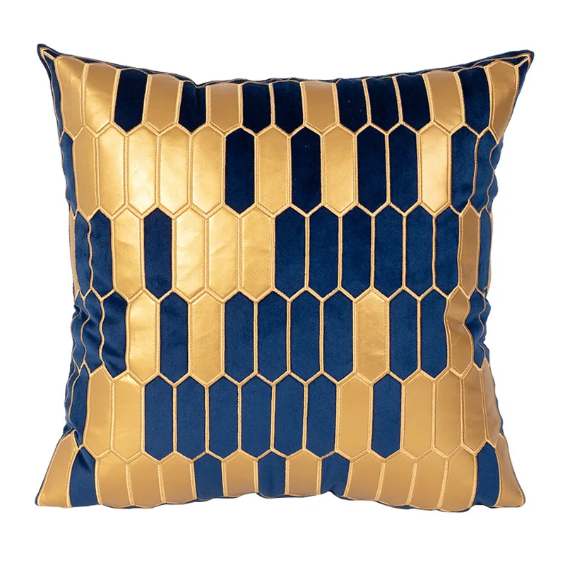 

Golden embroidered pillow modern light luxury sofa pillow American luxury cushion model room Pillowcase decorative pillows home