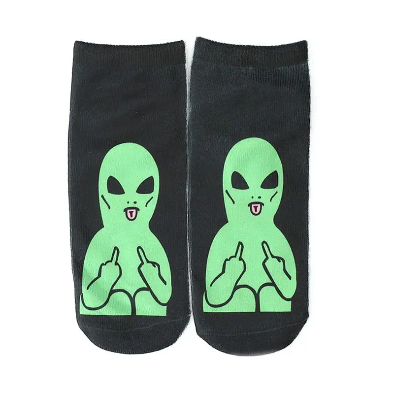 Летние хлопковые короткие носки-башмачки унисекс с забавным мультяшным принтом Harajuku Hip-Hosiery - Цвет: 3