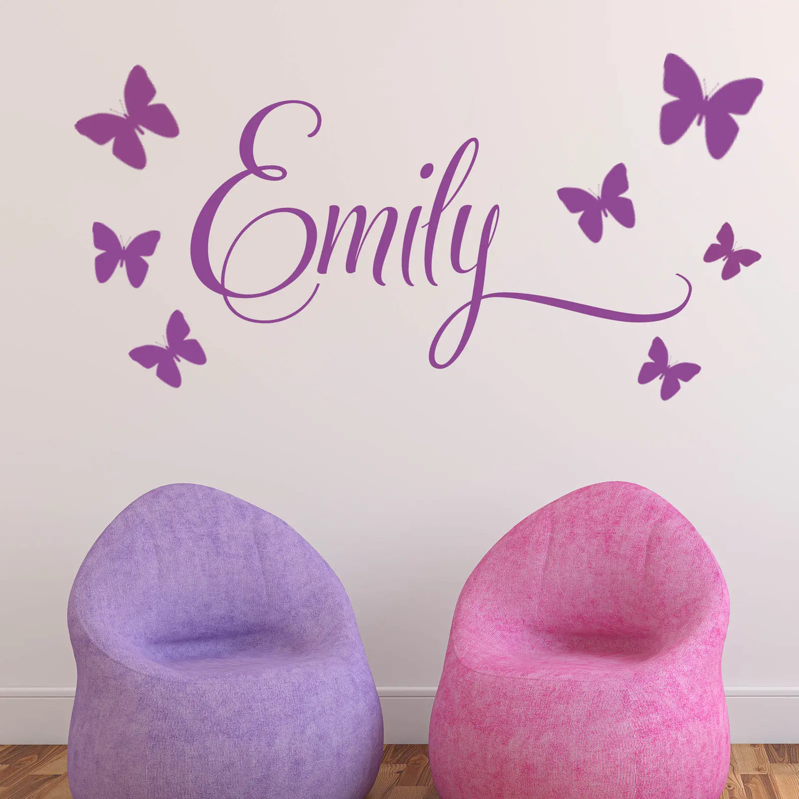 d197 baby girls wall sticker personalised 7 butterflies custom child