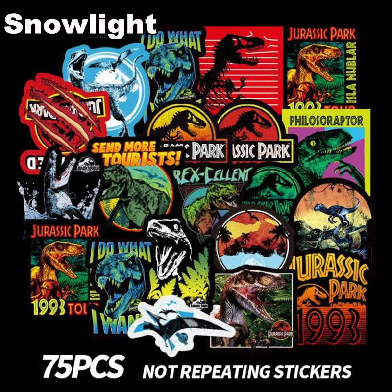 75PCS/Lot Jurassic Dinosaur Animal Stickers Cute DIY Stickers Cartoon Children Stickers Toys PVC Scrapbook Gifts For Kids