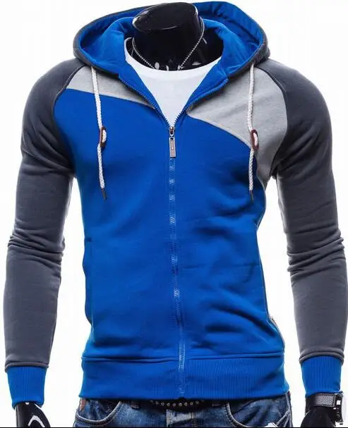 Мужские толстовки Sudaderas Hombre, хип-хоп, Мужская брендовая куртка на молнии для отдыха, толстовка с капюшоном, приталенная Мужская толстовка XXL - Цвет: blue  gray