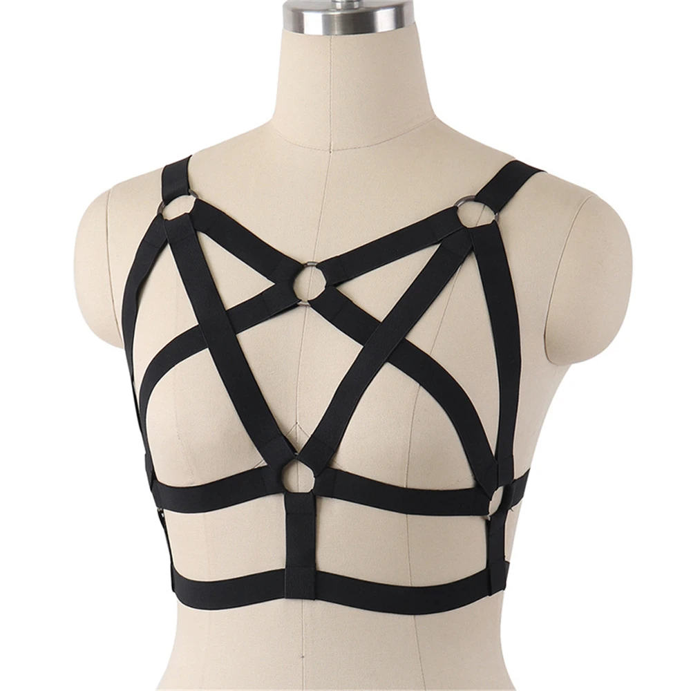 Sexy Women Black Gothic Elastic Cage Bra Erotic Lingerie Harness Hollow Strappy Bandage Bra Sexy Open Punk Body Harness Belt Sexy Women Black Gothic Elastic Cage Bra Erotic Lingerie Harness Hollow Strappy Bandage Bra Sexy Open Punk Body Harness Belt