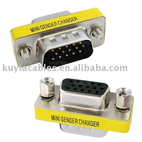 

KUYiA Free Shipping+10pcs/lot+tracking number+15 Pin HD SVGA VGA Male to Female Gender Adapter Change