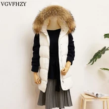 Осень Зима Дизайн Теплый белый пуховик Длинная куртка жилет Женский Повседневный модный жилет высокое качество большой меховой воротник