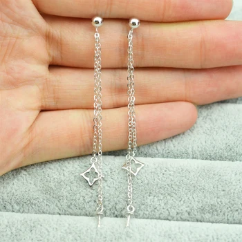 

QIAOBEIGE diy pearl jewerly making store New 925 Sterling Silver Earrings cute Tassel Earring Long Line Earrings wholesale china