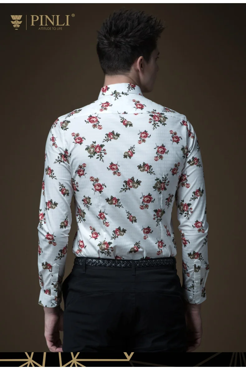 Camisa социальной Masculina Pinli продукт сделал Новинка весны горячие для мужчин развивать нравственность печати рубашка с длинными рукавами B191313164