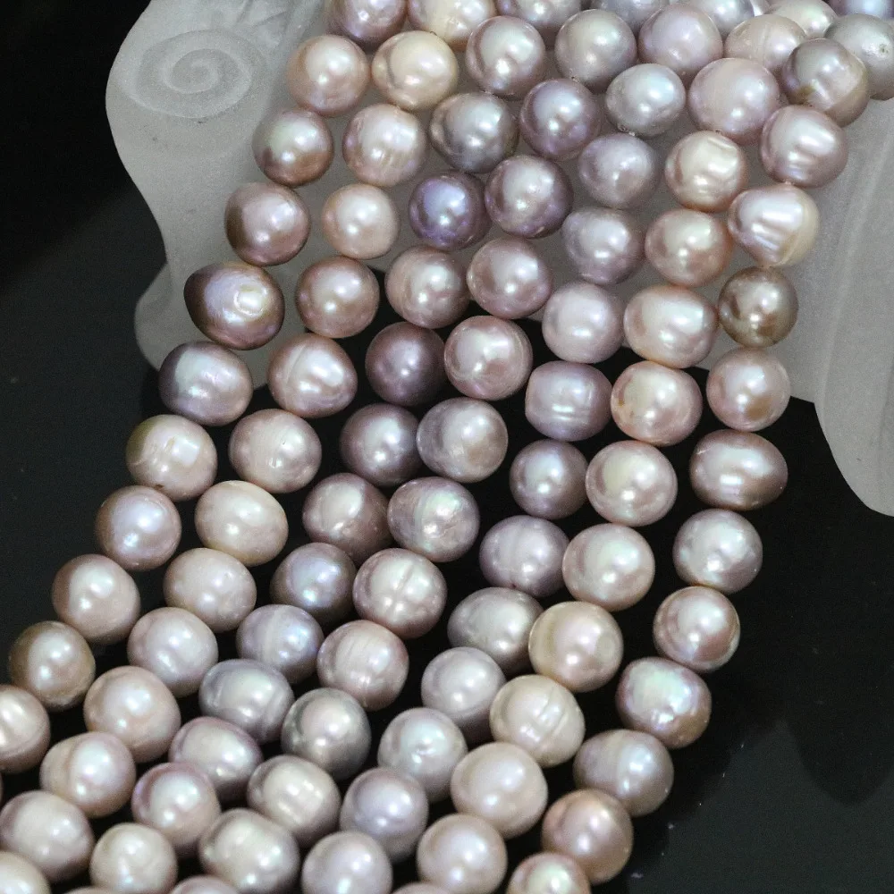 New 9 10mm natural freshwater purple round pearl font b beads b font charms women wholesale