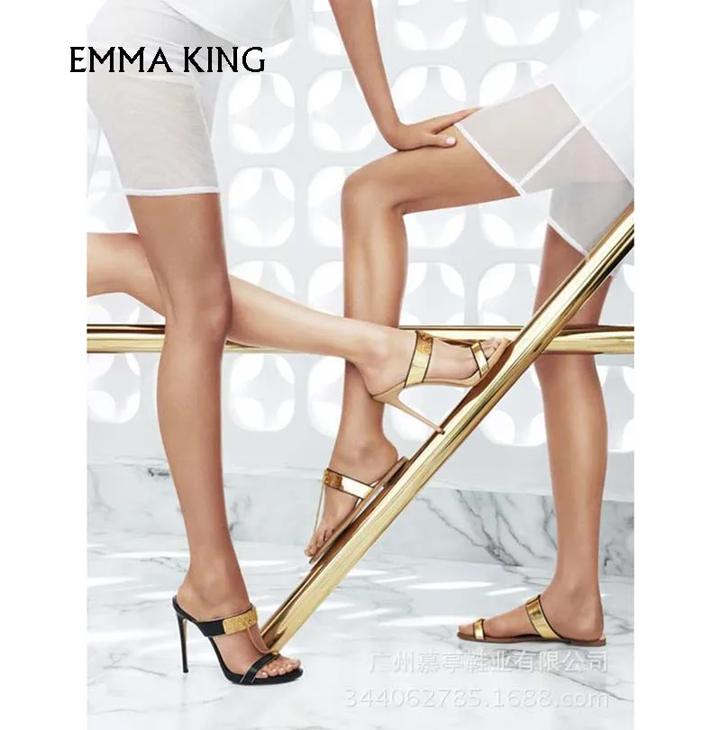 

Spring / Summer New Roman Style Solid Gold Chain Sandals Sexy Thin High Heel Simple Fashion Shoes Woman Party Sandalias Mujer