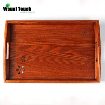

Visual Touch 42.5cm/16.7in Cherry Wood Flower Pattern Wood Rectangle Serving Bed Tray Tea Bread Tray Sushi Platter Tableware