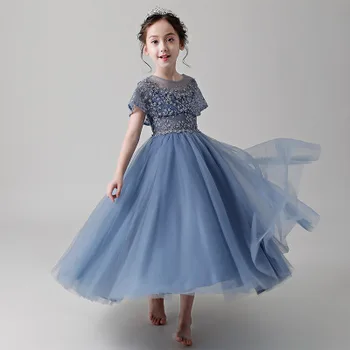 

toddlers dress 1 2 years old formal party princess flower girls dresses blue birthday gown blumenkinderkleider hochzeit