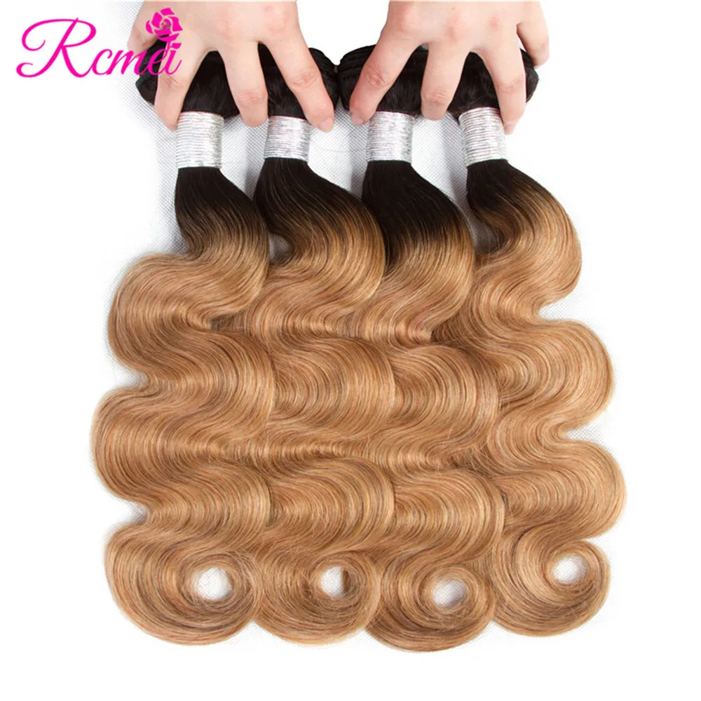 Rcmei Ombre Honey Blonde Bundles With Closure Brazilian Body Wave Pre-Colored T1B/27 Hair Weave 4 Bundles With Clousre Non Remy Rcmei Ombre Honey Blonde Bundles With Closure Brazilian Body Wave Pre-Colored T1B/27 Hair Weave 4 Bundles With Clousre Non Remy