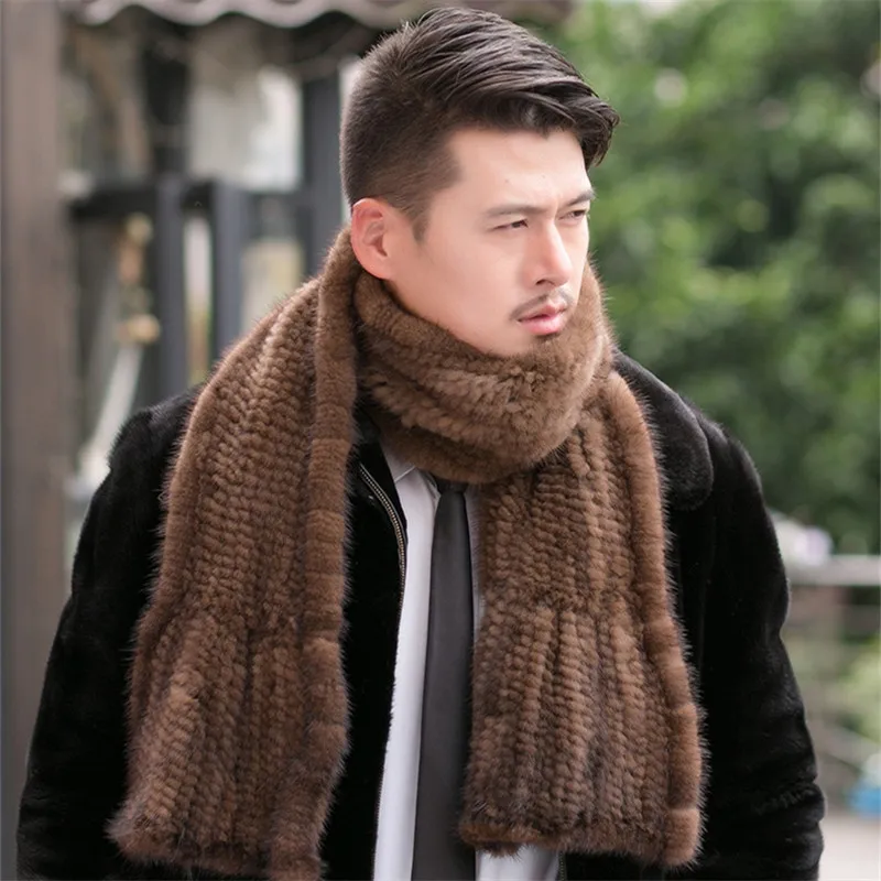 Buy Knit Thicken Unisex Men mink fur Scarf Pretty Soft