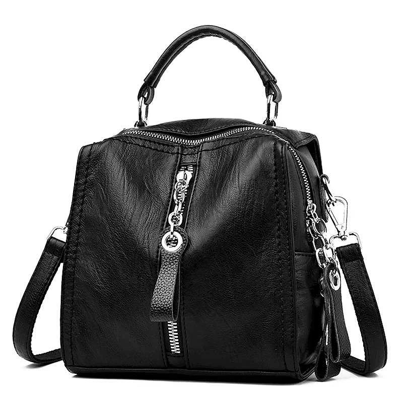

2019 Designer Women Multifunction Handbag Luxury Messenger Bag Soft PU Leather Ladies Crossbody Bags Female Tote Bolsas