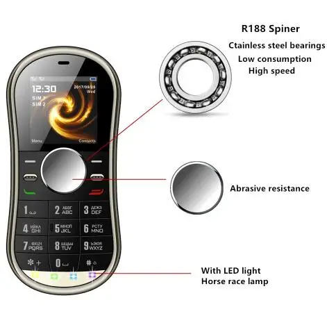 1 3 дюймов две sim карты GPRS Bluetooth FM радио Ручной Спиннер мобильный телефон русская