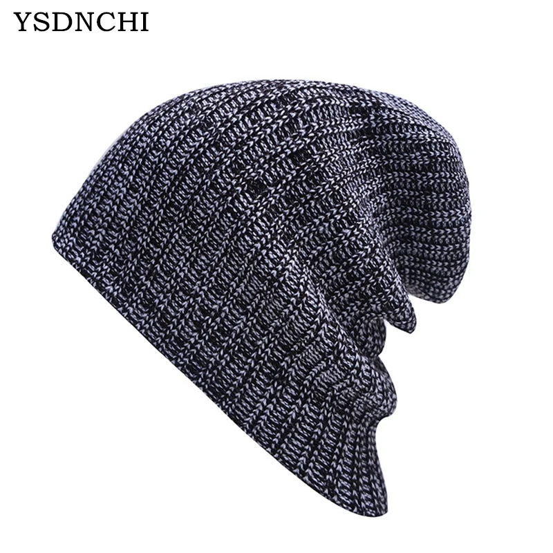 Ysdnchi модные Для мужчин хип-хоп с капюшоном Кепки унисекс вязаный шерстяной шляпа осень-зима повседневные Knit Stripe Skullies теплые шапочки Шапки