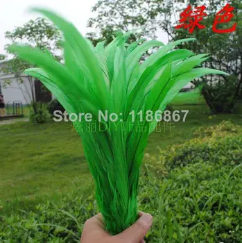 

Wholesale 100pcs/lot Rooster feather Cock Tail Feather lime green chicken feather rooster tail feathers 35-40cm/14-16inch