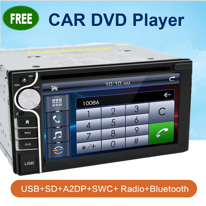 Здесь можно купить   Double 2 Din 6.2 inch Universal Car DVD CD Player Bluetooth FM Transmitter Radio Tuner Touch Screen without gps Автомобили и Мотоциклы