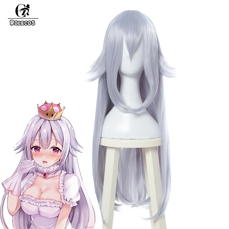 Rolecos Game Super Mario Cosplay Hair Boosette Light Gray Purple