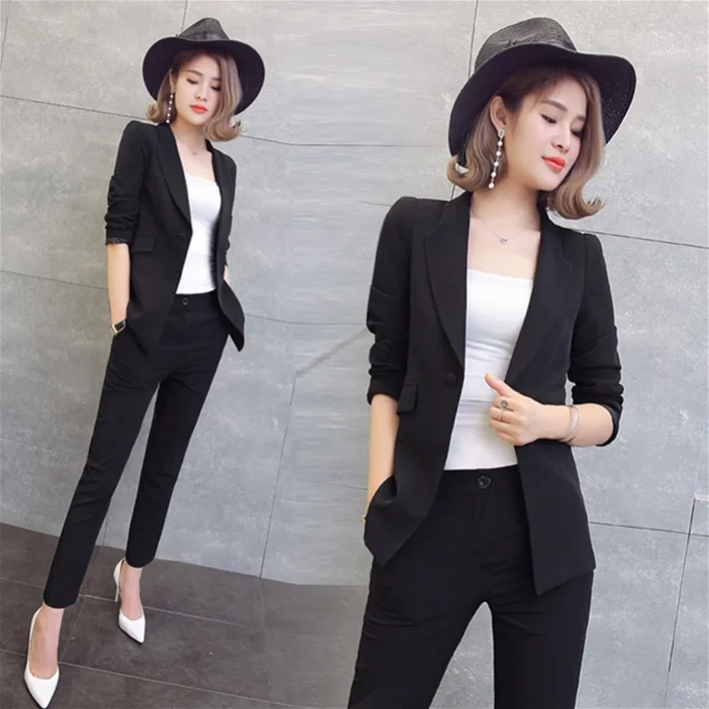 

2 piece outfits for women Spring new style temperament Slim business office ladies OL uniform two-piece casual suit