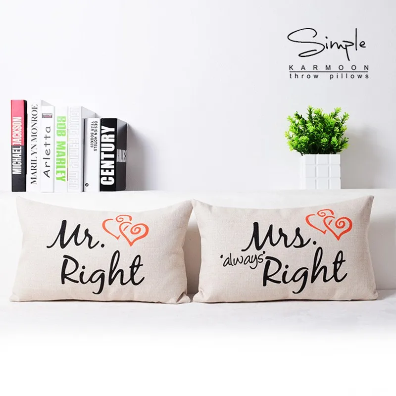 Mr Right Mrs Always Right чехол для поясничной подушки наволочки юбилей свадебные подарки диван домашний декор 30x50 fronha de travess