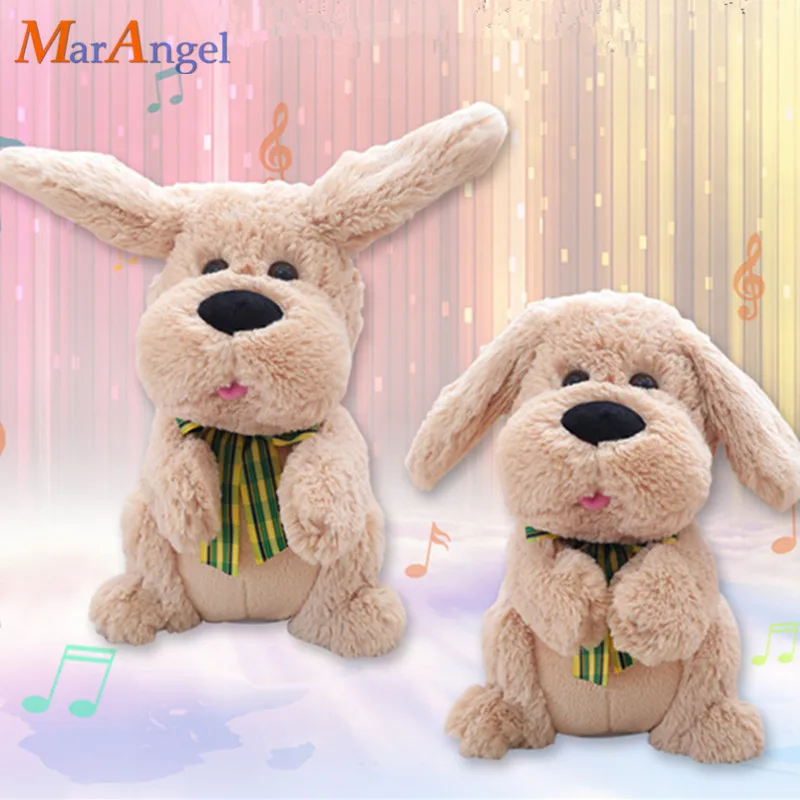 

1pc 28CM Electrical Peek A Boo Dog Plush Stuffed Animals Singing Baby Music Toys Ears Flaping Move Interactive Doll Kids Gifts