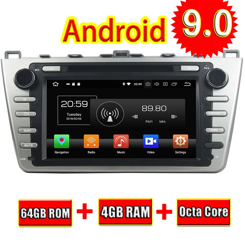  TOPNAVI Octa Core Android 9.0 Car GPS For MAZDA 6 Mazda 6 Ruiyi Ultra 2008 2009 2010 2011 2012 DVD 