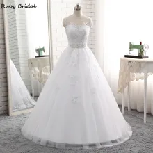 Ruby Bridal Элегантное Длинное бальное платье Vestido De Noiva Свадебные платья дешевые белые тюлевые аппликации из бисера Свадебное платье PW69