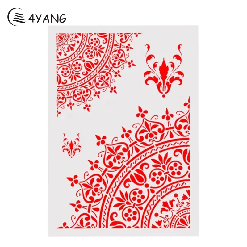 

4YANG Fan-shaped Flower Coffee Art Stencils Plastic Cake Decoration Spray Mold DIY Coffee Template