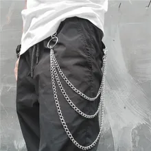 Длинный серебряный металлический кошелек, брелок для ключей, рок-панк, брюки, брелок, джинсы хипстера, брелок для хип-хопа, многослойные цепочки, Portachiavi