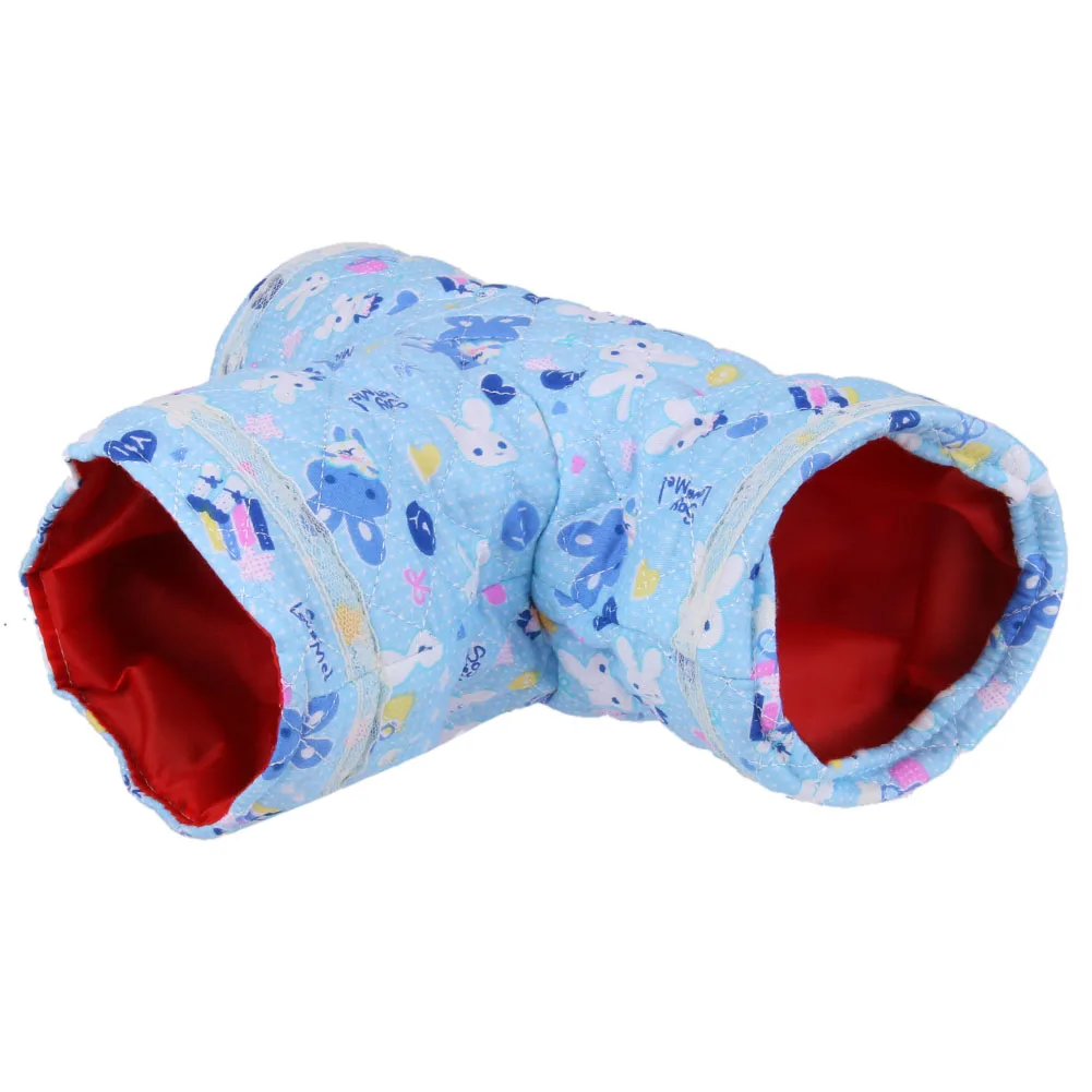 

New T Shape 3 Way Foldable Pet Rabbit Cat Dog Play Cartoon Channel Spring Autumn Tunnel Hamster Nest Play Toy for Hamster