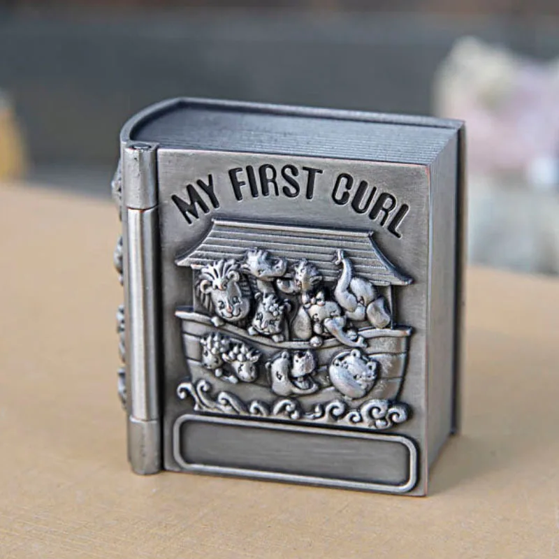 

1 3 6 9 Pcs Metal High-end Creative Baby Baby Hair Deciduous Collection Box European Mini Books Baby Tire Hair Storage Box
