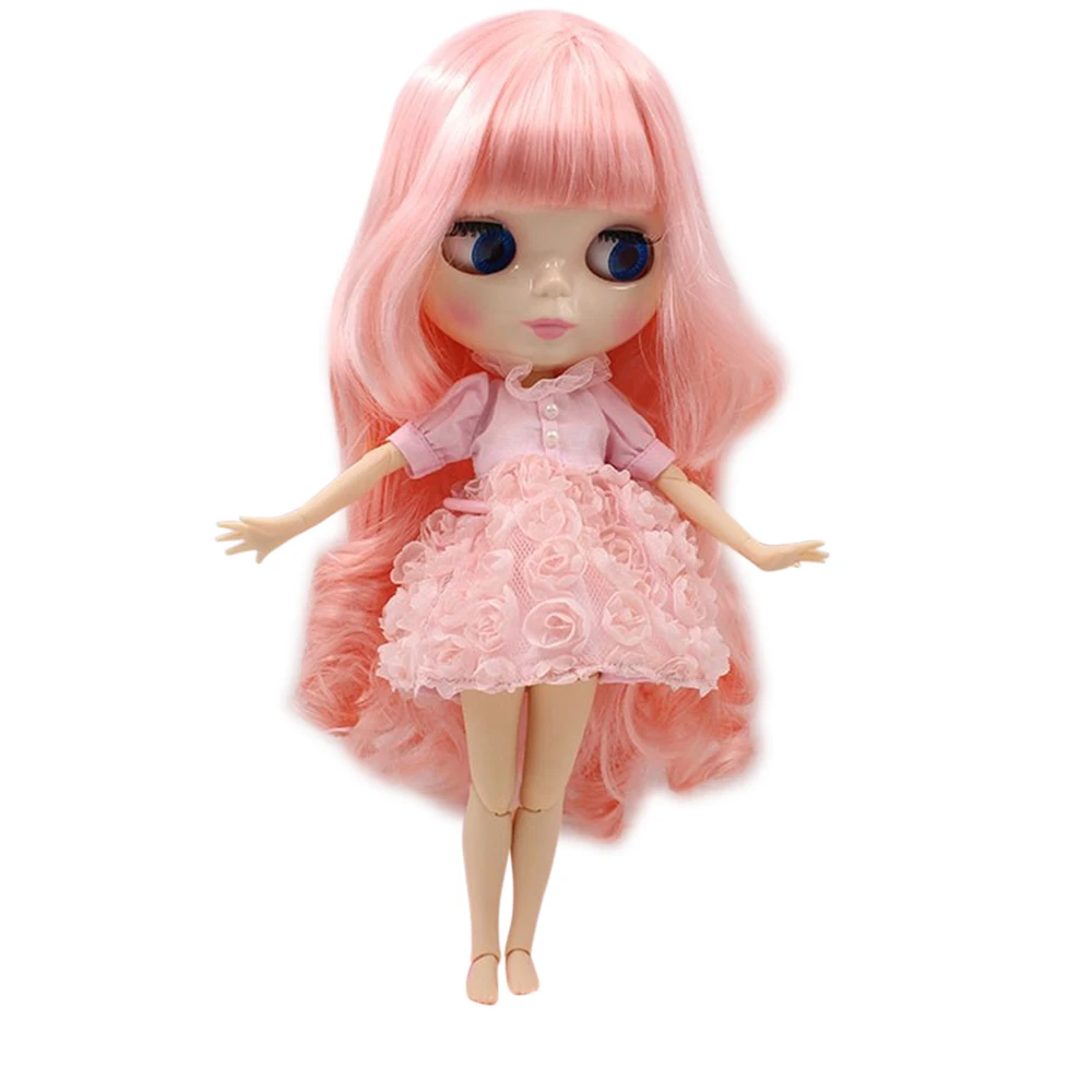

Factory Blyth Doll Nude Doll 280BL1010 Long Wavy Hair with bangs Pink 4 Colors For Eyes Suitable For DIY
