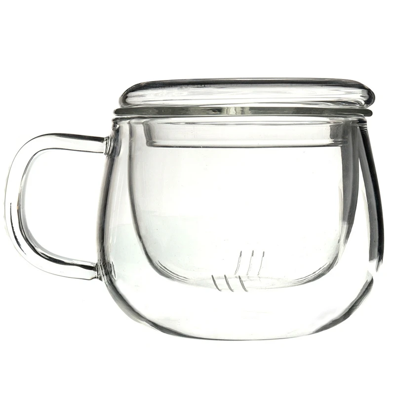 Прозрачный чай для заварки ручной работы Стеклянная Кружка фильтр термостойкая чайная чашка цветок кунг-фу чашка с крышкой и ручкой кружка для офиса